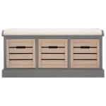 Gray Wood Zella Upholstered Storage Bench