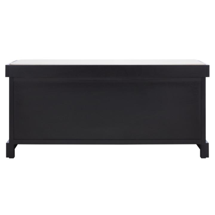 Black Wood Zella Upholstered Storage Bench