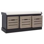 Black Wood Zella Upholstered Storage Bench