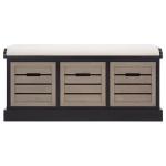 Black Wood Zella Upholstered Storage Bench