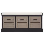 Black Wood Zella Upholstered Storage Bench