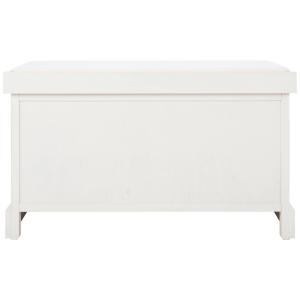 White Upholstered Lanie 2-Drawer Storage Bench