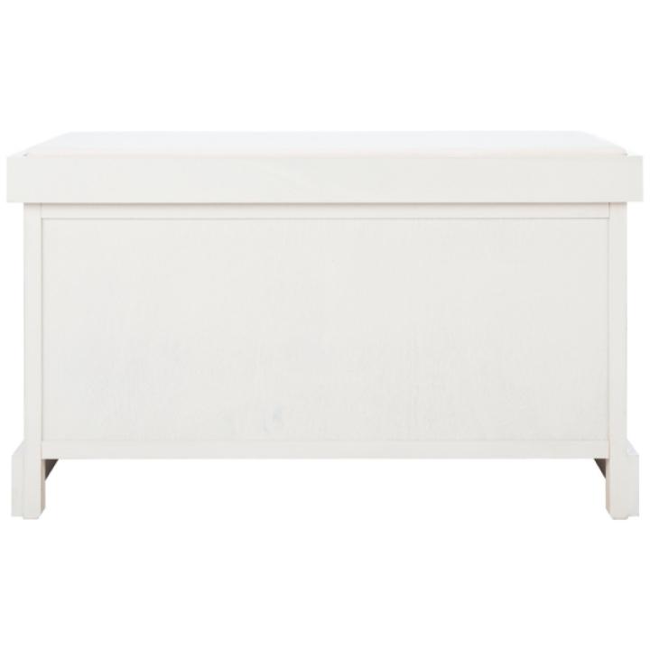 White Upholstered Lanie 2-Drawer Storage Bench