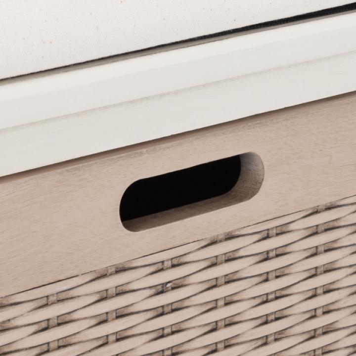 White Upholstered Lanie 2-Drawer Storage Bench