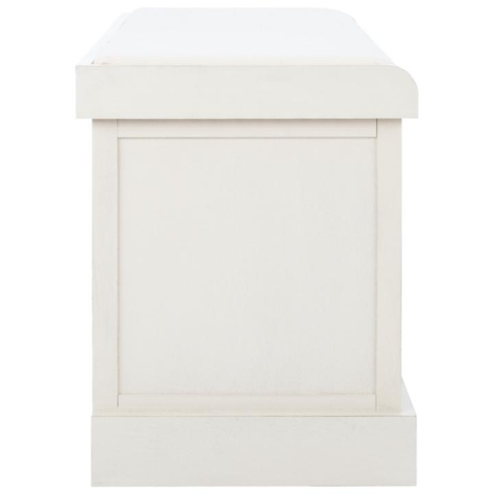 White Upholstered Lanie 2-Drawer Storage Bench