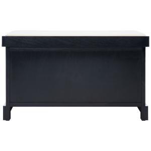 Black Upholstered Lanie 2-Drawer Storage Bench