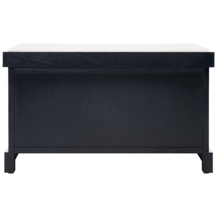 Black Upholstered Lanie 2-Drawer Storage Bench