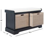 Black Upholstered Lanie 2-Drawer Storage Bench