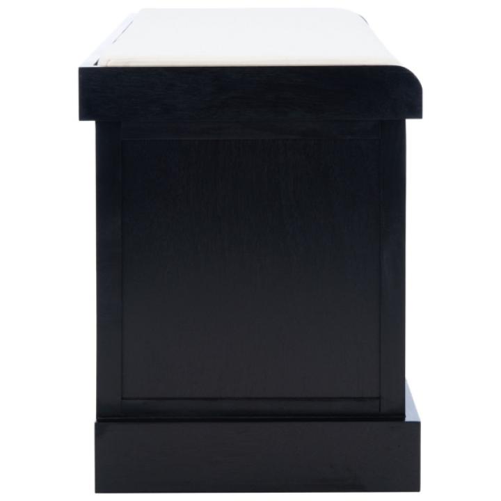 Black Upholstered Lanie 2-Drawer Storage Bench