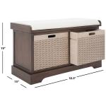 Brown Upholstered Lanie 2-Drawer Storage Bench