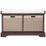 Brown Upholstered Lanie 2-Drawer Storage Bench