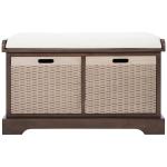 Brown Upholstered Lanie 2-Drawer Storage Bench