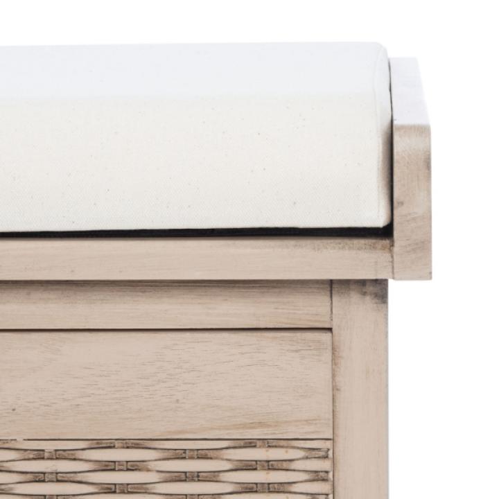 Sand Upholstered Lanie 2-Drawer Storage Bench