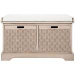 Sand Upholstered Lanie 2-Drawer Storage Bench