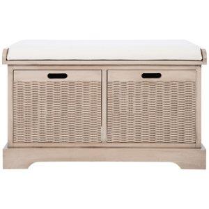 Sand Upholstered Lanie 2-Drawer Storage Bench
