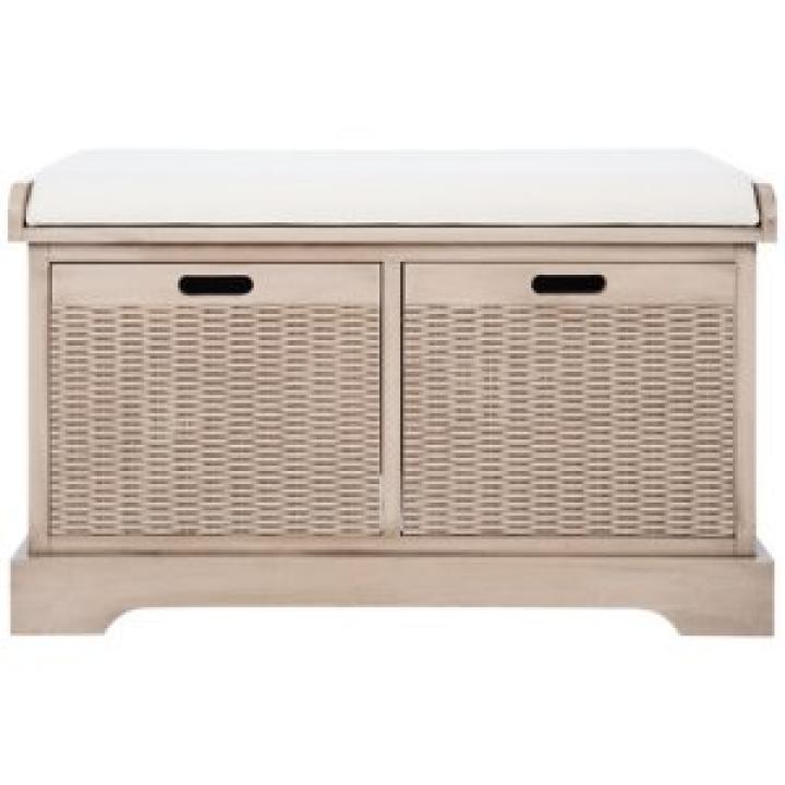 Sand Upholstered Lanie 2-Drawer Storage Bench