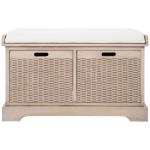 Sand Upholstered Lanie 2-Drawer Storage Bench