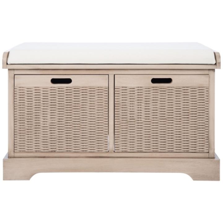 Sand Upholstered Lanie 2-Drawer Storage Bench