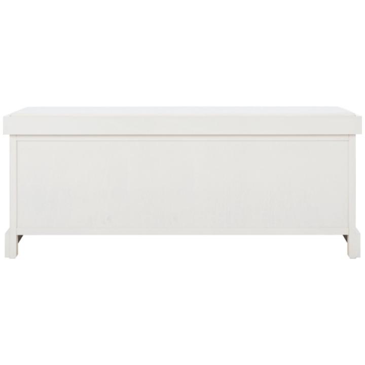 White Upholstered Lanie 3-Drawer Storage Bench