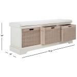 White Upholstered Lanie 3-Drawer Storage Bench