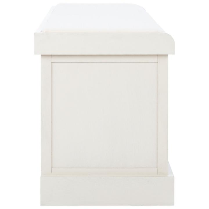 White Upholstered Lanie 3-Drawer Storage Bench