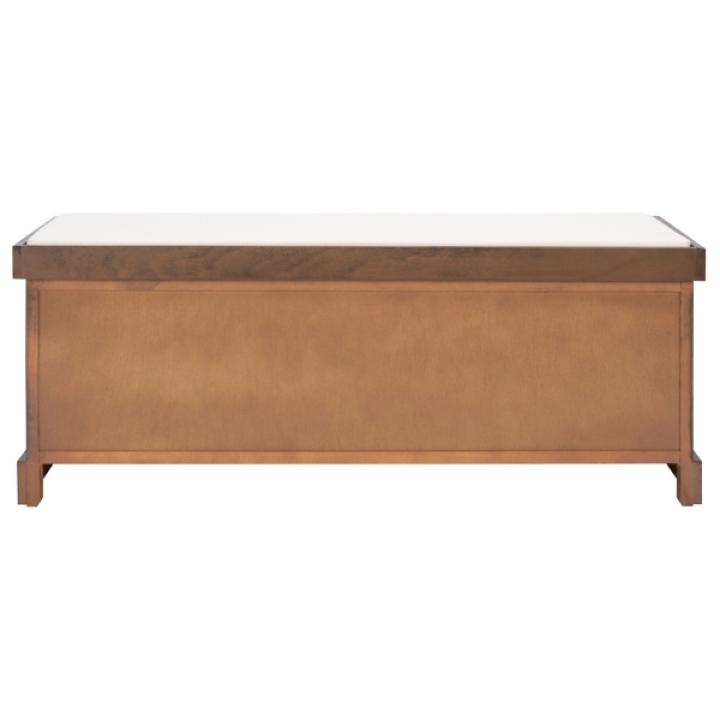 Brown Upholstered Lanie 3-Drawer Storage Bench