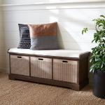 Brown Upholstered Lanie 3-Drawer Storage Bench