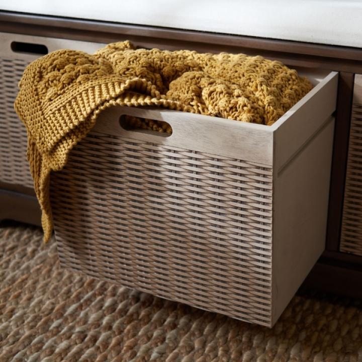 Brown Upholstered Lanie 3-Drawer Storage Bench
