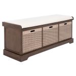 Brown Upholstered Lanie 3-Drawer Storage Bench