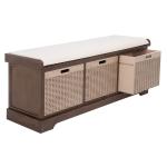 Brown Upholstered Lanie 3-Drawer Storage Bench