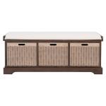 Brown Upholstered Lanie 3-Drawer Storage Bench