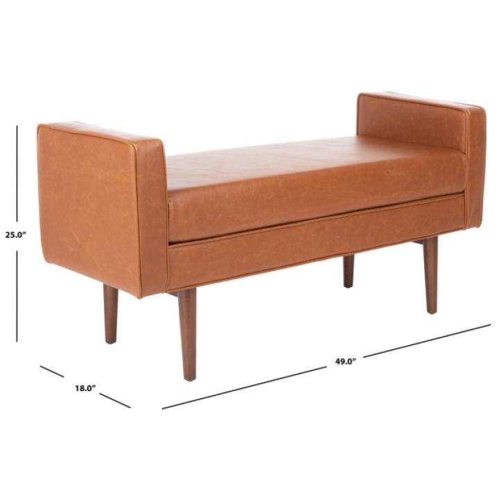 Light Brown Faux Leather Henrie Bench