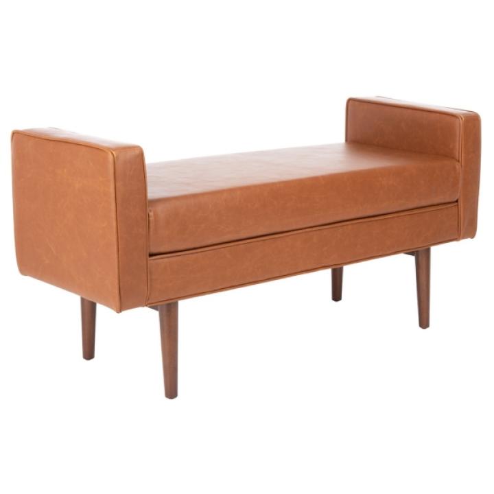 Light Brown Faux Leather Henrie Bench
