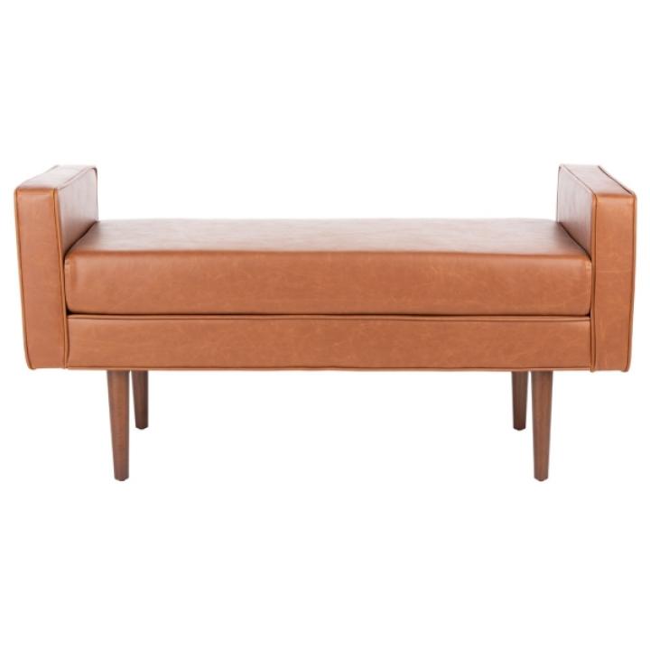 Light Brown Faux Leather Henrie Bench