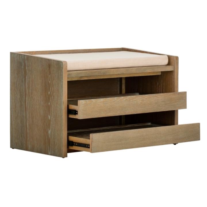 Rustic Oak Wood Irma Open Shelf Bench