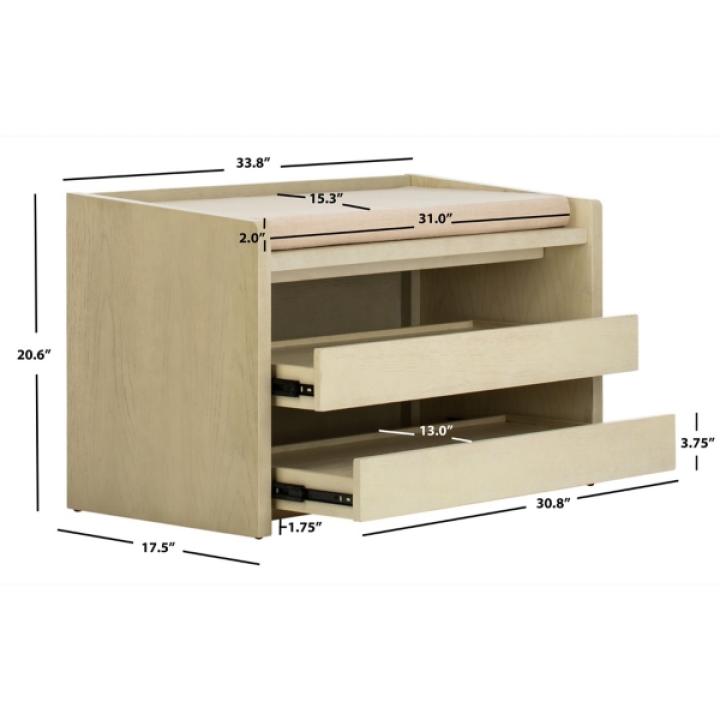 Whitewash Wood Irma Open Shelf Bench