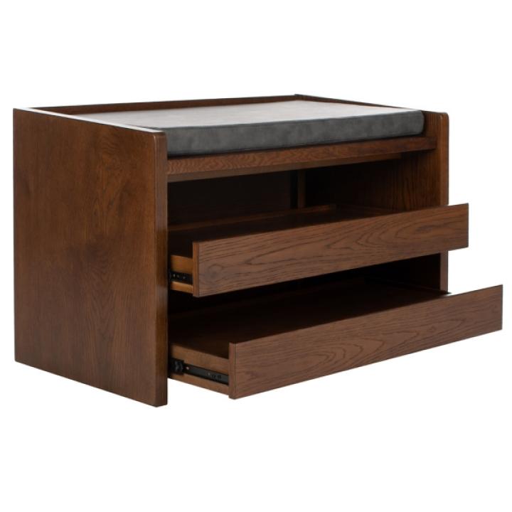 Walnut Wood Irma Open Shelf Bench