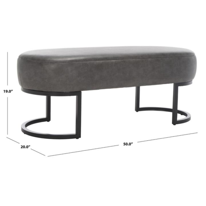 Cognac Faux Leather Leota Bench