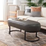 Cognac Faux Leather Leota Bench