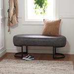 Cognac Faux Leather Leota Bench