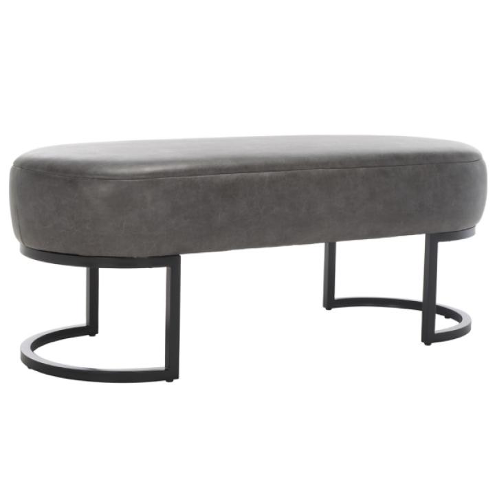 Cognac Faux Leather Leota Bench