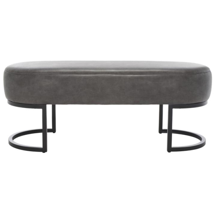 Cognac Faux Leather Leota Bench