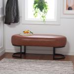 Gray Faux Leather Leota Bench