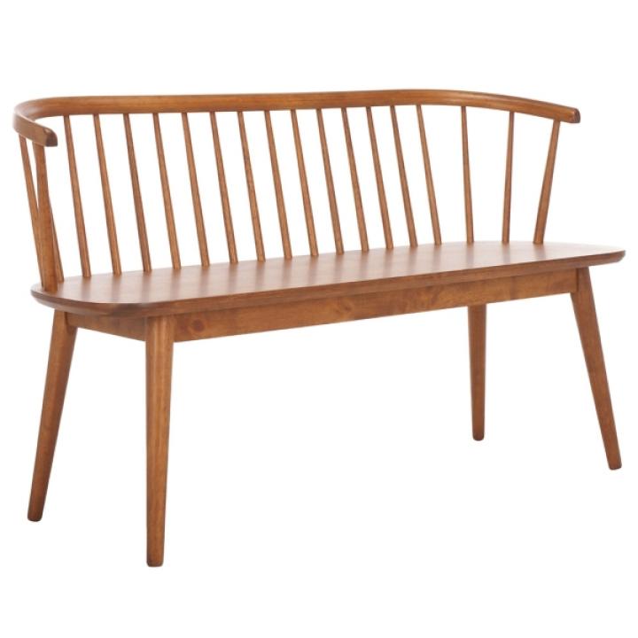 Honey Brown Wood Spindle Blanchard Bench