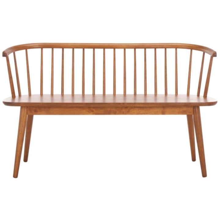 Honey Brown Wood Spindle Blanchard Bench