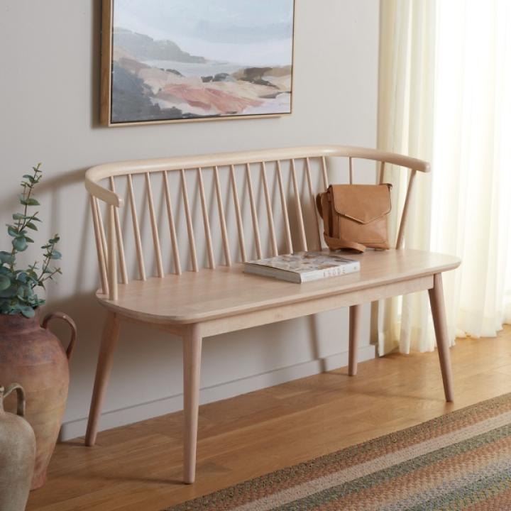 Whitewash Wood Spindle Blanchard Bench