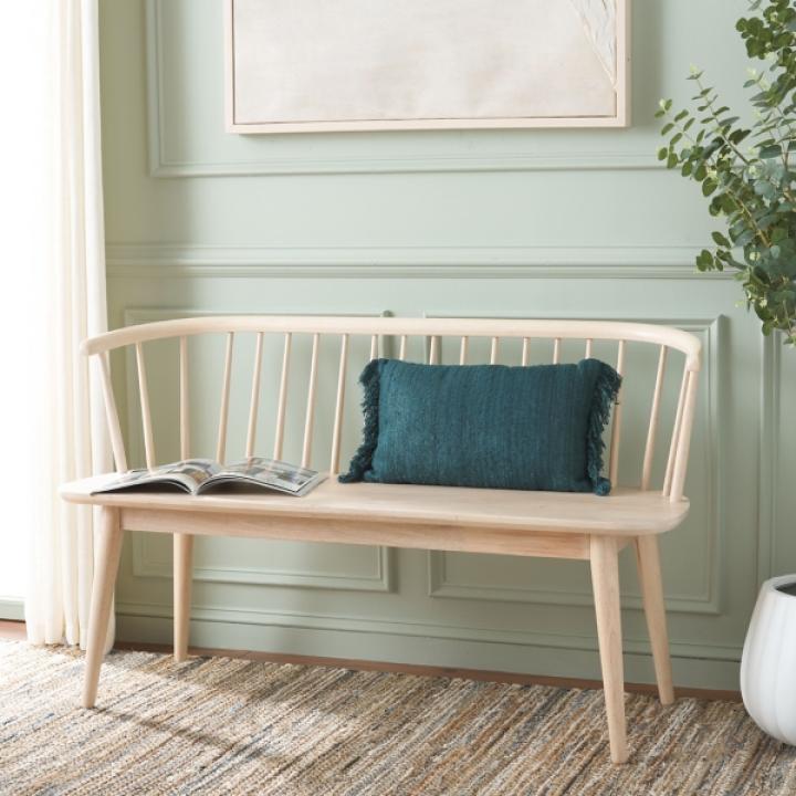 Whitewash Wood Spindle Blanchard Bench