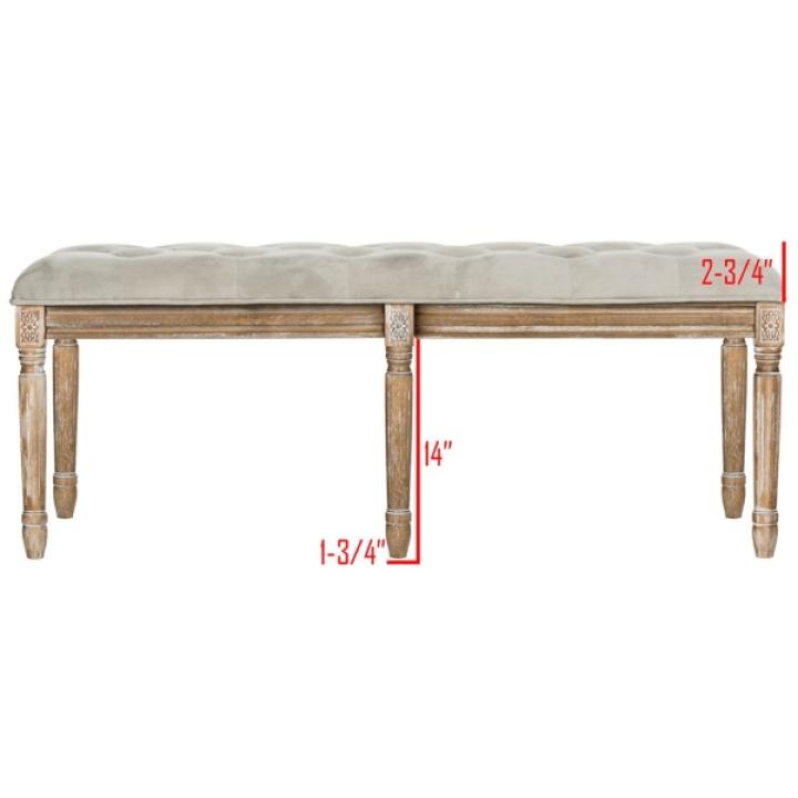 Gray Tufted Velvet Lucita Bench