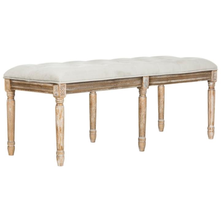 Gray Tufted Velvet Lucita Bench