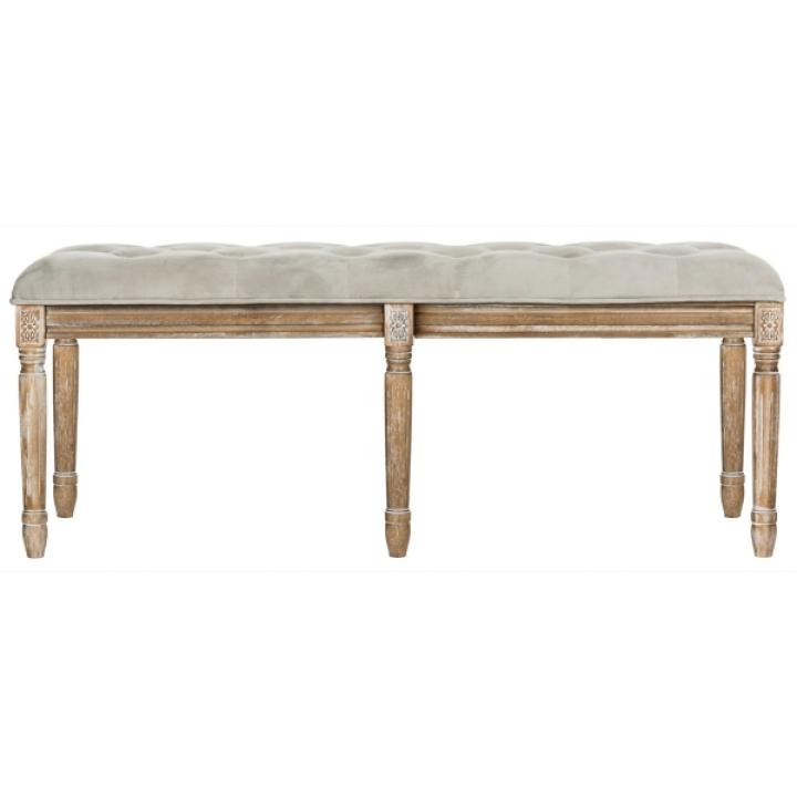 Gray Tufted Velvet Lucita Bench